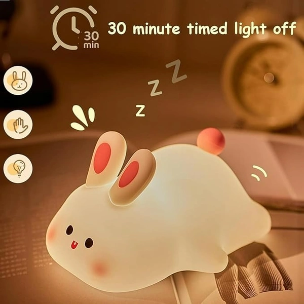 Cute Rabbit Silicone Night Lamp – Rechargeable LED Kids Bedside Light