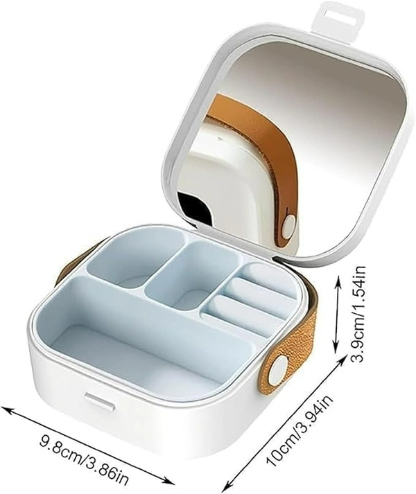 Mini Jewellery Storage Box with Mirror – Portable Travel Organizer (Random Colour)