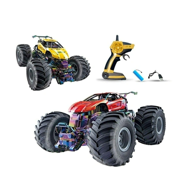 High-Speed RC Monster Truck, 2.4GHz Remote Control Car with Metal Body, All-Terrain Tires, Drift Capability, Rechargeable Off-Road Racing Vehicle for Kids & Adults - Yellow