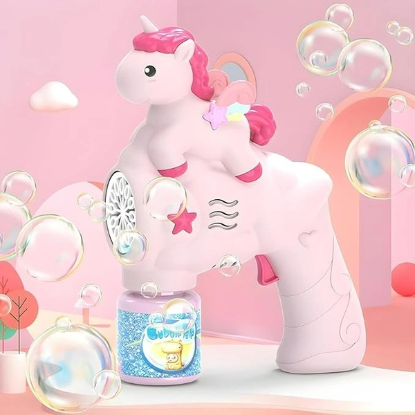 Unicorn Bubble Gun Toys for 3+ Year Old Kids Boys Girls, Automatic Bubble Machine with Bubble Solution, Summer Outdoor Kids Toys for Birthday Gifts for 3 4 5 6 7 8 Year Old