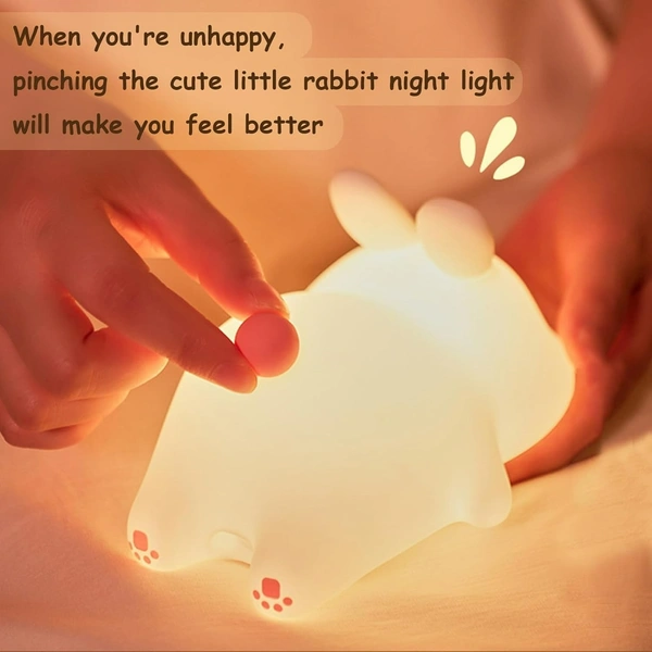 Cute Rabbit Silicone Night Lamp – Rechargeable LED Kids Bedside Light