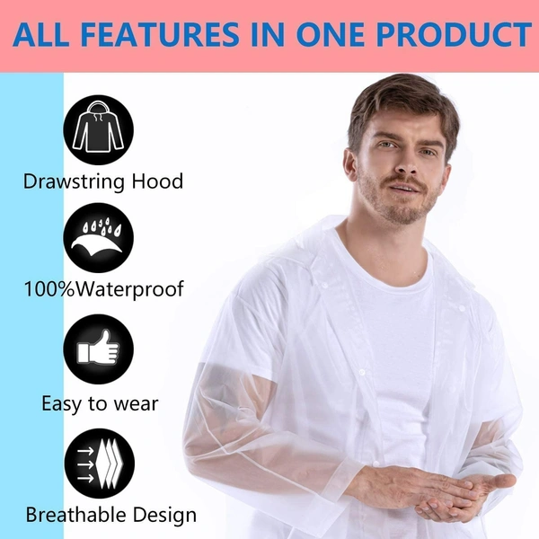Waterproof Unisex Rain Coat Hooded Full Sleeves Outdoor Men, Women, Boys & Girls Rainwear Poncho Raincoat for Camping, Hiking & Travelling (Universal Size,1 Pc Random)