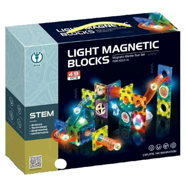 Light Magnetic Tiles- Building Blocks for Kids 3D STEAM Educational Toys, Magnetic Marble Run/Toys for Kids Age 3 +Year Old Boys Girls Creative Gift (49 Pcs Magnetic Tiles)