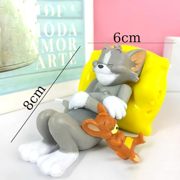 Cartoon Character Dashboard Toy Cute T&J Sleeping Figurine in PVC Build | Fun Car Interior Showpiece or Tabletop Gift for Kids, Friends & Office | car Accessories (T&J Sleeping B)