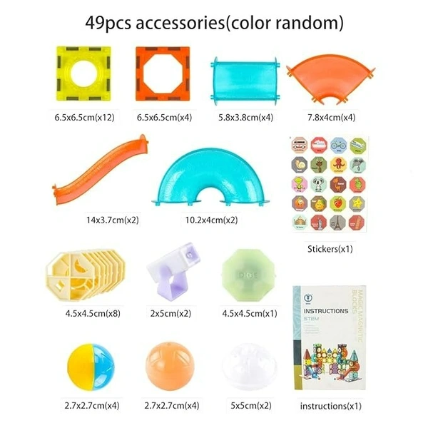 Light Magnetic Tiles- Building Blocks for Kids 3D STEAM Educational Toys, Magnetic Marble Run/Toys for Kids Age 3 +Year Old Boys Girls Creative Gift (49 Pcs Magnetic Tiles)
