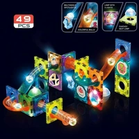 Light Magnetic Tiles- Building Blocks for Kids 3D STEAM Educational Toys, Magnetic Marble Run/Toys for Kids Age 3 +Year Old Boys Girls Creative Gift (49 Pcs Magnetic Tiles)