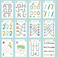 64 Pages Magical Tracing Workbook Set, Hand Writing Pen Control Training Book for Learning to Write The Alphabets & Numbers, Preschool Educational Reusable Learning Book for Kids