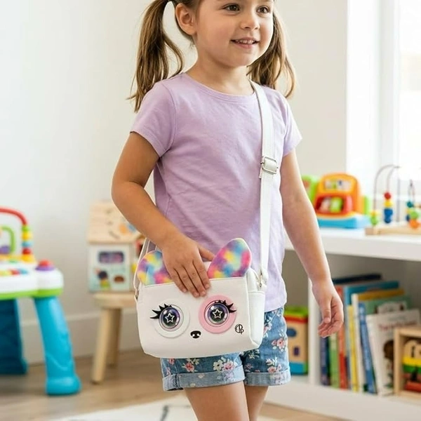 Little Winking Elf Interactive Pet Purse – Animated Eyes & Sounds Crossbody Handbag for Girls - White