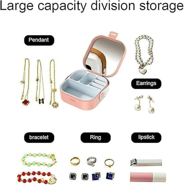 Mini Jewellery Storage Box with Mirror – Portable Travel Organizer (Random Colour)