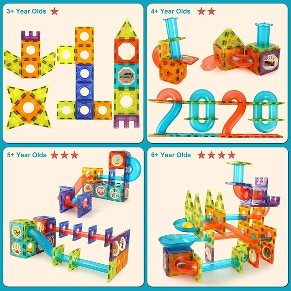 Light Magnetic Tiles- Building Blocks for Kids 3D STEAM Educational Toys, Magnetic Marble Run/Toys for Kids Age 3 +Year Old Boys Girls Creative Gift (49 Pcs Magnetic Tiles)