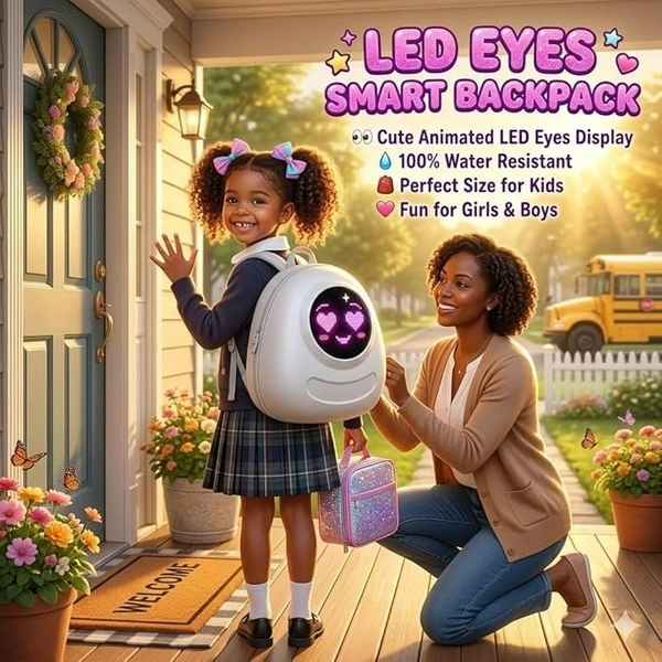 Smart LED Display Backpack for Kids – Water Resistant School Bag for Boys & Girls (No Warranty)