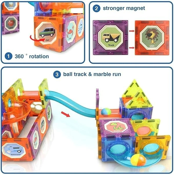 Light Magnetic Tiles- Building Blocks for Kids 3D STEAM Educational Toys, Magnetic Marble Run/Toys for Kids Age 3 +Year Old Boys Girls Creative Gift (49 Pcs Magnetic Tiles)