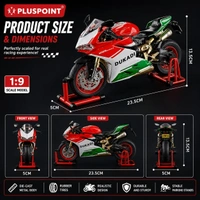 Diecast Ducati Bike Motorcycle Toy 1:9 Scale Model with Sound Effects, LED Lights, Ignition System and Smoke Spray, Model Vehicle Toy Street Machine Alloy Simulation Super Bike