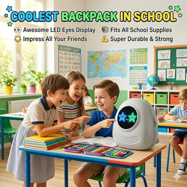 Smart LED Display Backpack for Kids – Water Resistant School Bag for Boys & Girls (No Warranty)