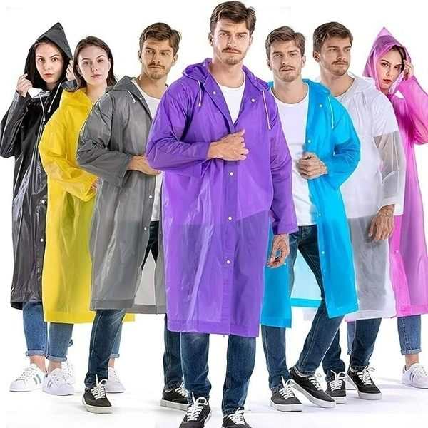 Waterproof Unisex Rain Coat Hooded Full Sleeves Outdoor Men, Women, Boys & Girls Rainwear Poncho Raincoat for Camping, Hiking & Travelling (Universal Size,1 Pc Random)
