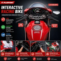 Diecast Ducati Bike Motorcycle Toy 1:9 Scale Model with Sound Effects, LED Lights, Ignition System and Smoke Spray, Model Vehicle Toy Street Machine Alloy Simulation Super Bike