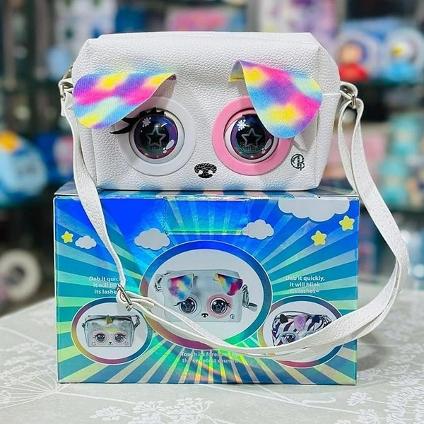 Little Winking Elf Interactive Pet Purse – Animated Eyes & Sounds Crossbody Handbag for Girls - White