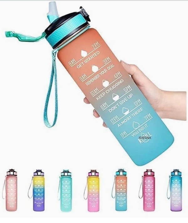 Silicone Water Bottle, 1 Litre Motivational Time Marker, Leak Proof Durable BPA-Free Non=Toxic Water Bottle PACK OF 01 |Randomcolor
