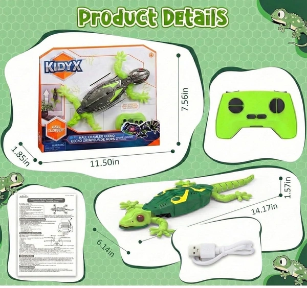 Wall Climbing Gecko, Wall Crawler Robot Gecko, Remote Control Toys for Kids, Rechargeable Remote Control Lizard