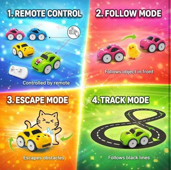 Magic Induction RC Sensor Car with 2.4GHz Remote Control, Smart Music & LED Lights, Line Sensing Infrared Following Mini Car, Educational Racing Toy for Boys & Girls