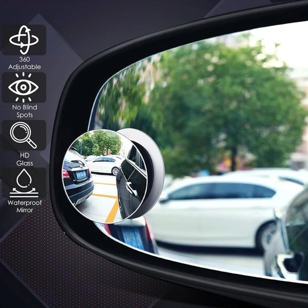 Car Glass Mirror Blind Spot, 360° Mirror, Rear View Convex Mirror, Parking Mirror For Car Mirror Accessories Frameless Suitable All Cars and Bikes - 1