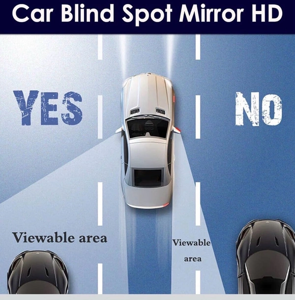 Car Glass Mirror Blind Spot, 360° Mirror, Rear View Convex Mirror, Parking Mirror For Car Mirror Accessories Frameless Suitable All Cars and Bikes - 1