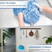 Microfiber Fan Duster with Telescopic Handle – Flexible Foldable Cleaning Brush for Ceiling Fans, Walls, Lights, and High Surfaces – Long Rod Dust Remover for Home, Kitchen, and Car – Blue