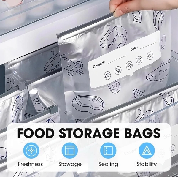 Reusable Aluminum Food Storage Bag, Stand Up Foil Sealable Bags with Zip Lock,Food Storage Preservation Bags, Leakproof Aluminium Foil Fresh keeping Bag for Vegetable Fruit Meat - 30