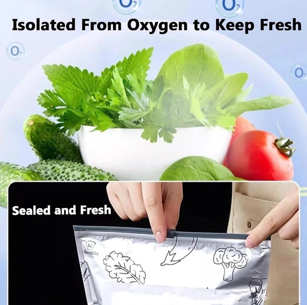 Reusable Aluminum Food Storage Bag, Stand Up Foil Sealable Bags with Zip Lock,Food Storage Preservation Bags, Leakproof Aluminium Foil Fresh keeping Bag for Vegetable Fruit Meat - 30