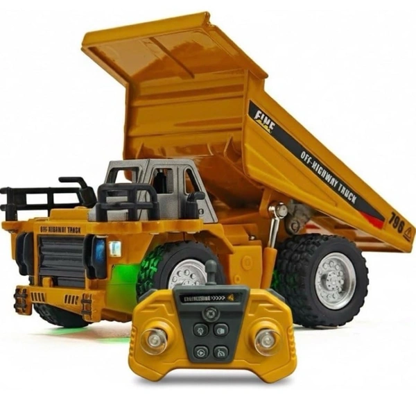 1/64 2.4G Mini RC Car Alloy Dump Truck Support App Remote Controlled LED Light Sound Engineering Vehicle Two Speed Desktop Toys Model Collection Gift(Mini RC Dump Truck)