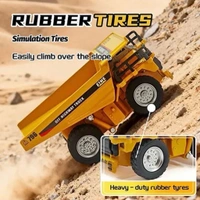 1/64 2.4G Mini RC Car Alloy Dump Truck Support App Remote Controlled LED Light Sound Engineering Vehicle Two Speed Desktop Toys Model Collection Gift(Mini RC Dump Truck)