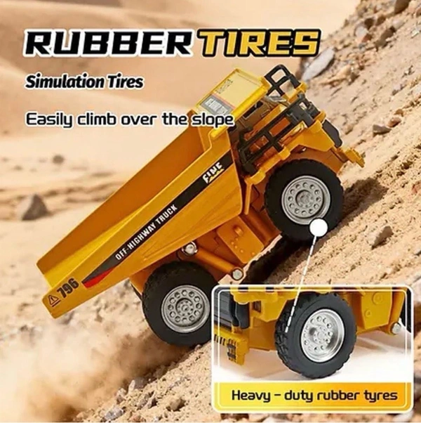 1/64 2.4G Mini RC Car Alloy Dump Truck Support App Remote Controlled LED Light Sound Engineering Vehicle Two Speed Desktop Toys Model Collection Gift(Mini RC Dump Truck)