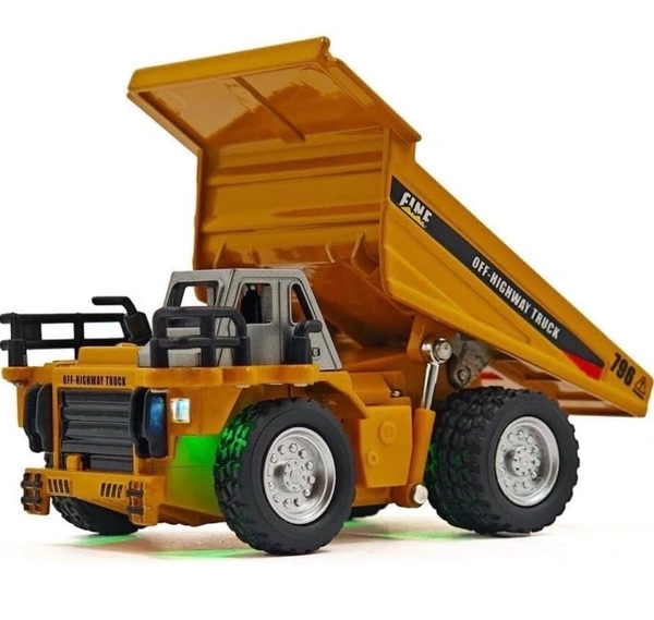 1/64 2.4G Mini RC Car Alloy Dump Truck Support App Remote Controlled LED Light Sound Engineering Vehicle Two Speed Desktop Toys Model Collection Gift(Mini RC Dump Truck)