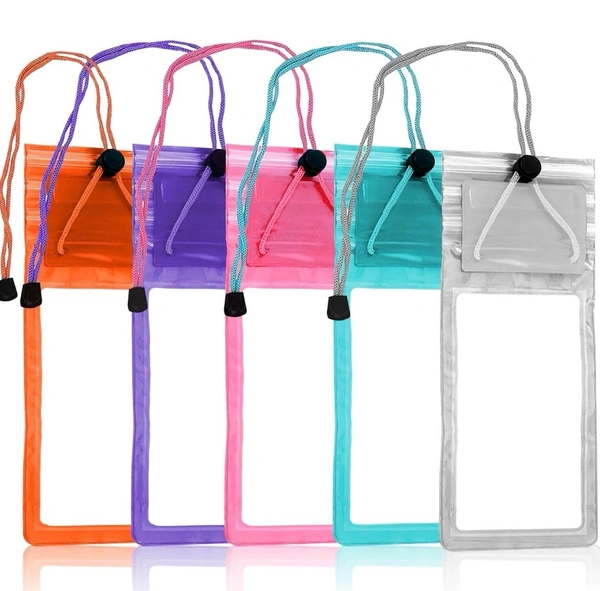 Storite 5-Pack Universal Waterproof Sealed Mobile Pouch Pvc Transparent Rain Protection Cover Up To 7 Inches For Smartphones(Multi Colour) - 1