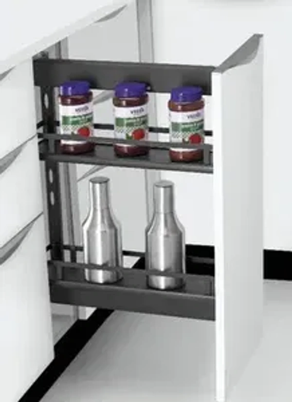 WOODEN BOTTLE  PULLOUT 2 TIER (GREY) - 250MM, GREY, AJ18225