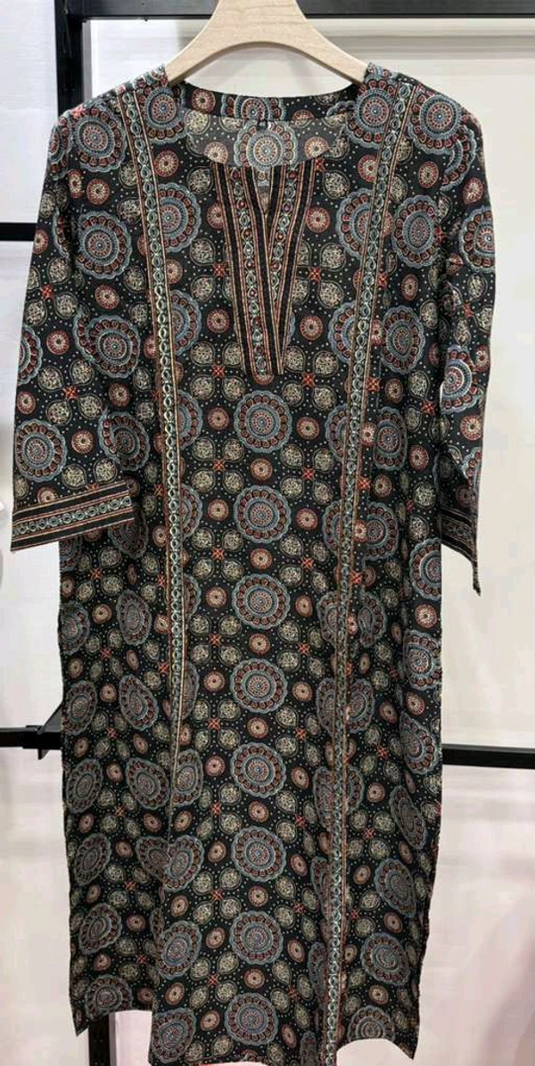 Black Ajrakh/Medallion Print Kurta Set - XXXL