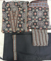 Black Ajrakh/Medallion Print Kurta Set - XXXL