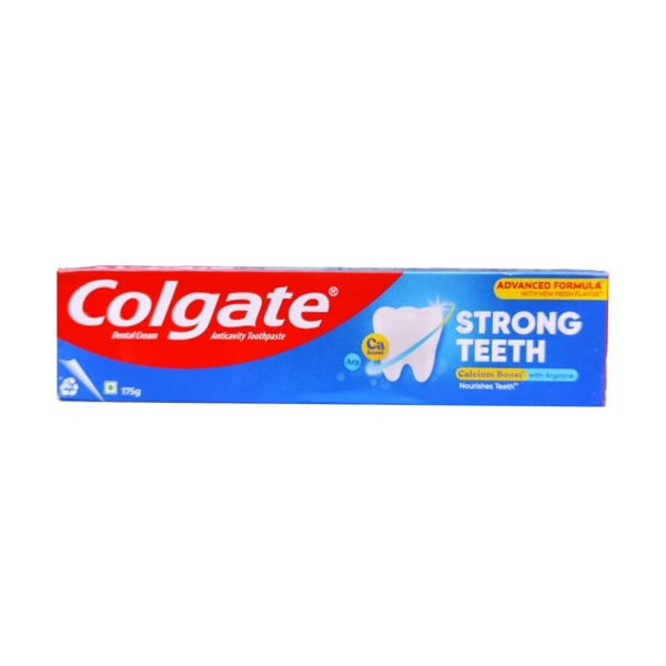 Colgate Strong Teeth, 175g, Calcium-boost Tooth Paste for 2X Stronger Teeth, Whitens Teeth, Fresh Breath & Prevents Cavities - 175g