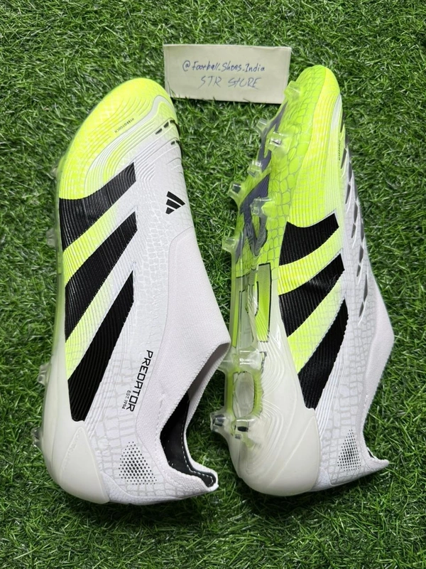 Predator Elite White And Green Low-top FG Without Lace - 9.5