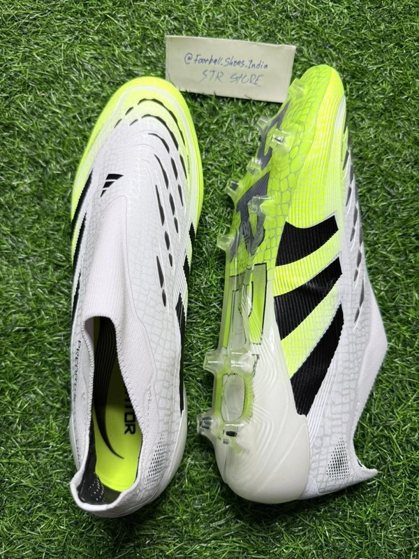 Predator Elite White And Green Low-top FG Without Lace - 10.5