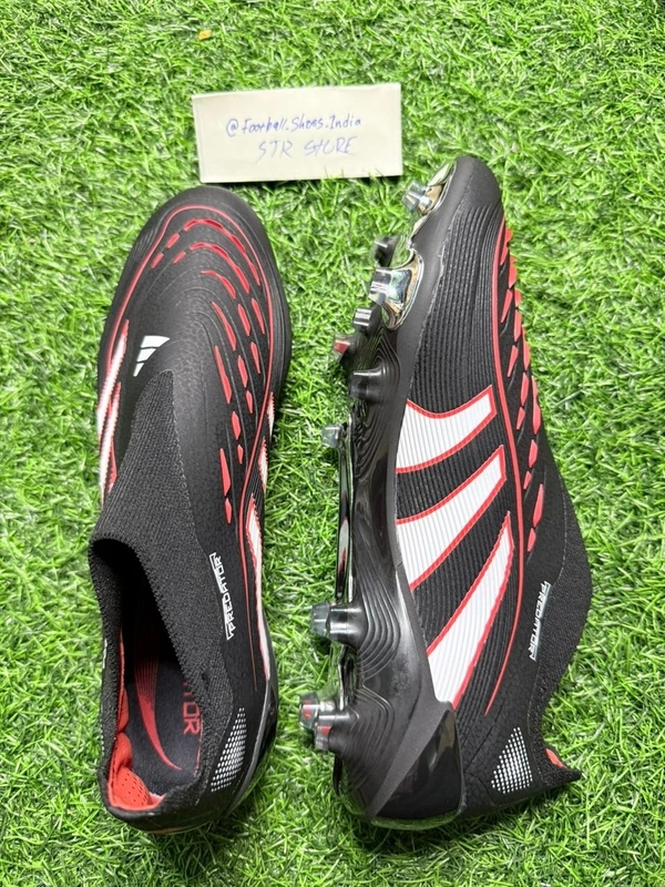 Predator Elite Black And Red Low-top FG Without Lace - 9