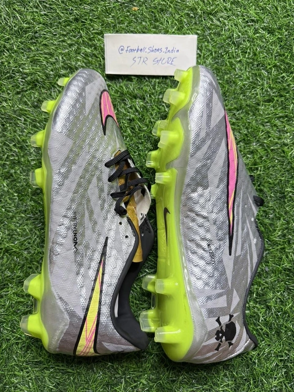 Hypervenom Phantom 3 Grey & Green Low-top FG With Lace - 5.5