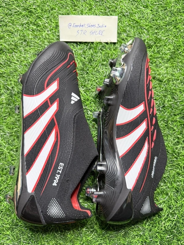 Predator Elite Black And Red Low-top FG Without Lace - 8