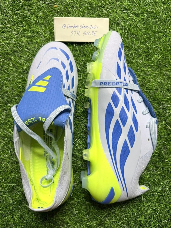 Predator Foldover Elite Green Blue Colour FG With Lace - 7.5