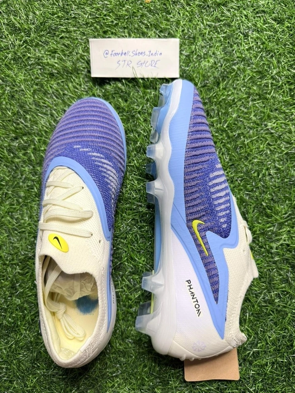 Phantom 6 Luna III Elite White And Blue Low-top FG With Lace - 7.5