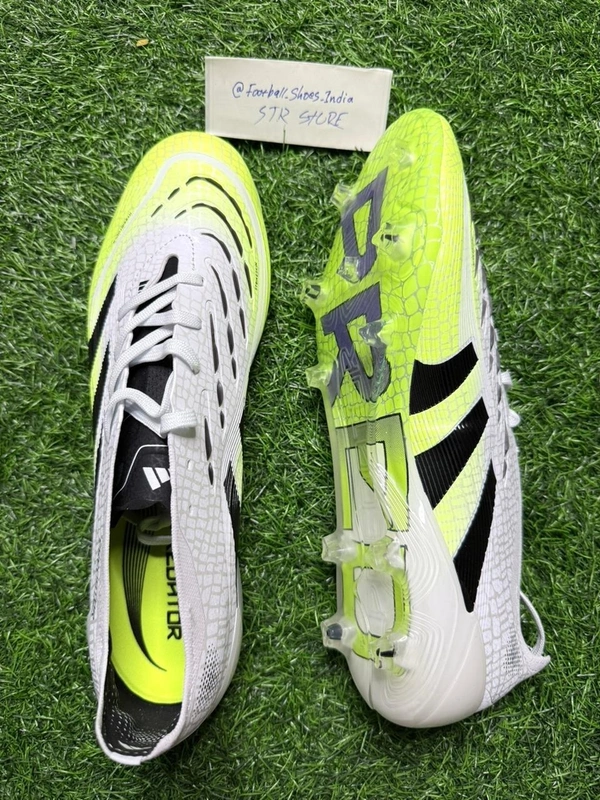 Predator Elite White Green Colour Low-top FG With Lace - 10.5