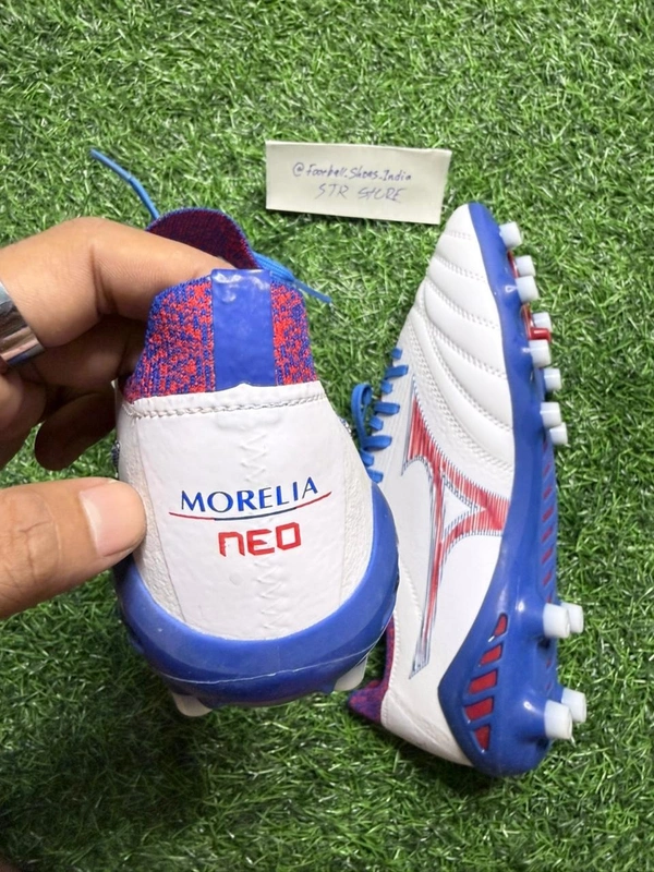 Mizuno Neo 3 White And Blue FG With Lace - 7.5