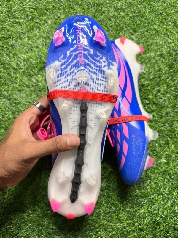 Predator Elite Foldover Blue And Pink Colour FG With Lace - 8