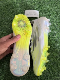 F50 Elite White Light Green Low-top FG With Lace - 9.5