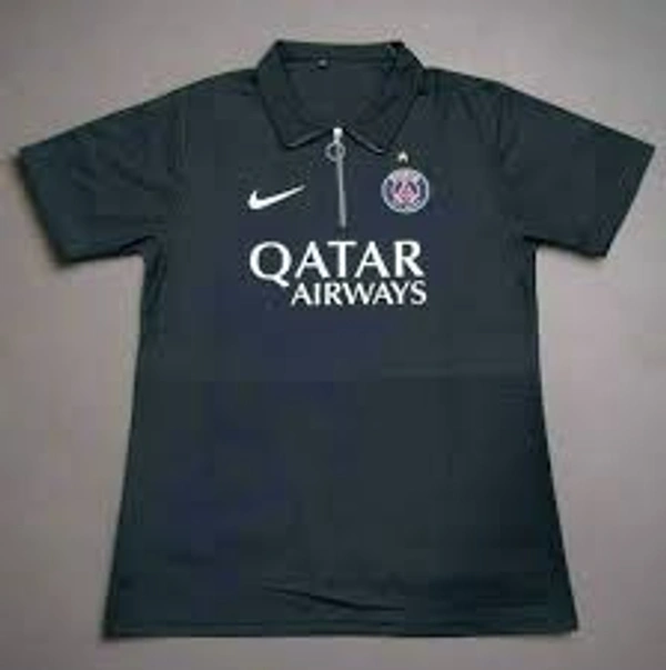 PSG Black Colour Polo Shirt With Zipper - M